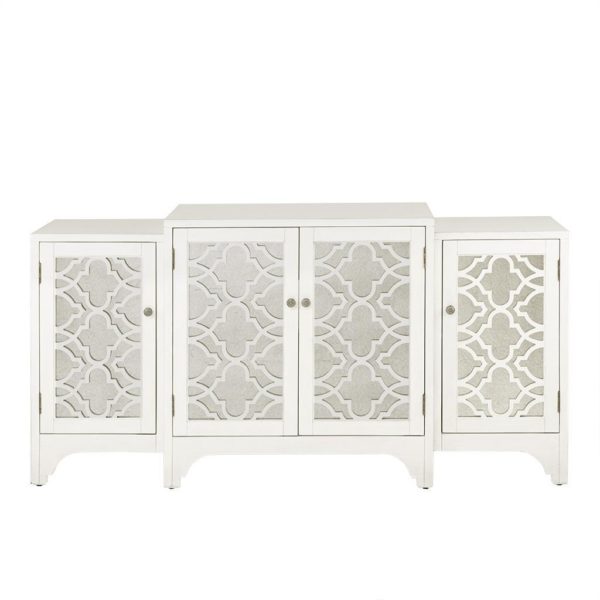 Verona Dining Buffet Server Quaterfoil Design Kitchen Storage Cabinet with Mirrored Doors - Image 2