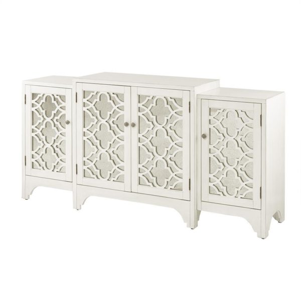 Verona Dining Buffet Server Quaterfoil Design Kitchen Storage Cabinet with Mirrored Doors - Image 3