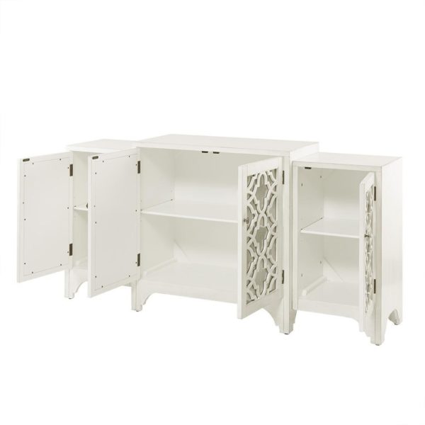 Verona Dining Buffet Server Quaterfoil Design Kitchen Storage Cabinet with Mirrored Doors - Image 4