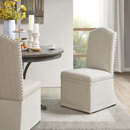 Foster Set of 2 High Back Dining Chairs with Skirts