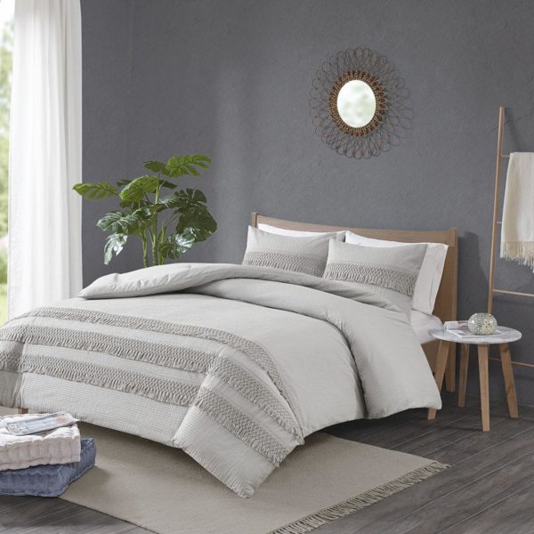 Amaya 3 Piece Cotton Seersucker Duvet Cover Set - Image 2