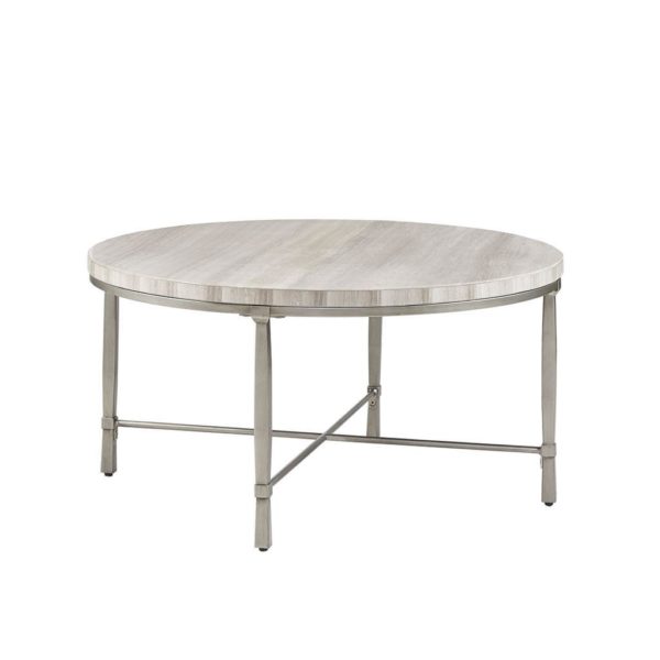 Reese Real Marble Round Coffee Table Metal Base - Image 4