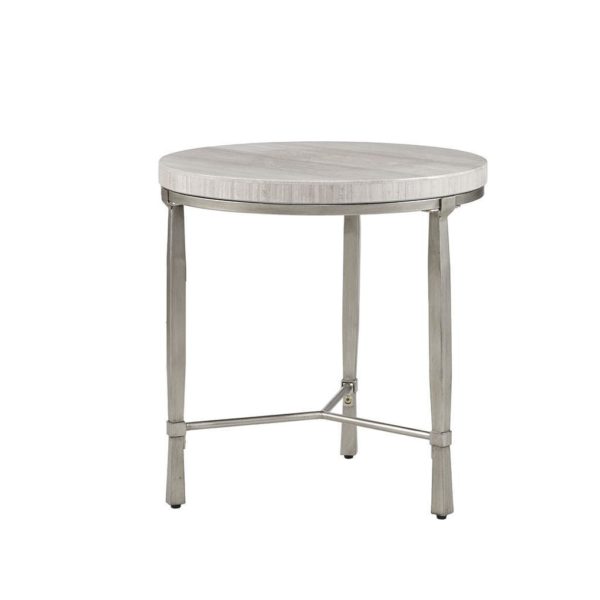 Reese Real Marble Round End Table Metal Base - Image 3