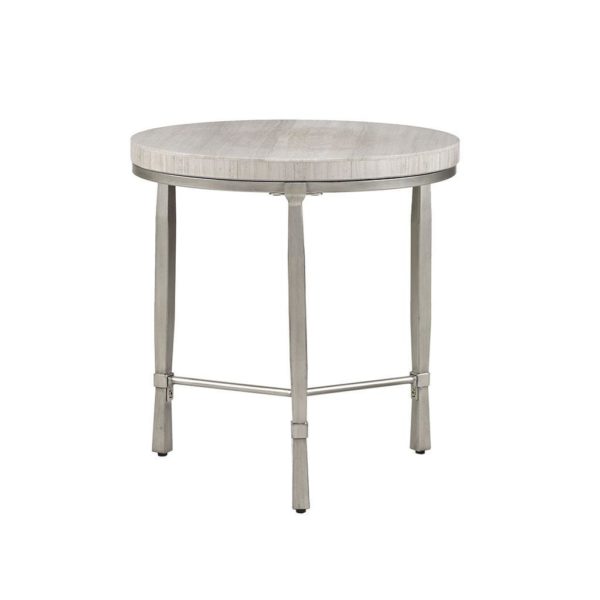 Reese Real Marble Round End Table Metal Base - Image 4