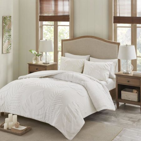 Bahari 3 Piece Tufted Cotton Chenille Palm Comforter Set
