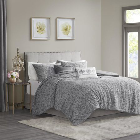 Chantelle 5 Piece Damask Matelasse Cotton Comforter Set