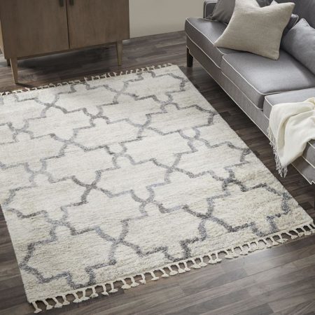 Collier Vigo Geo Shag 8x10 Cream/Gray Area Rug
