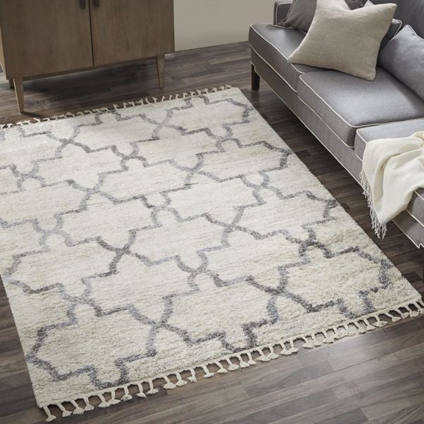 Collier Vigo Geo Shag 8x10 Cream/Gray Area Rug