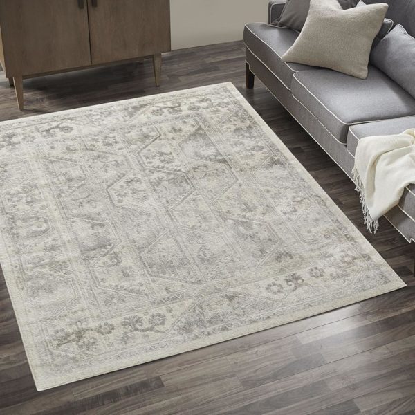 Dakota Vienna Tiled Border 8x10 Beige/Cream Area Rug
