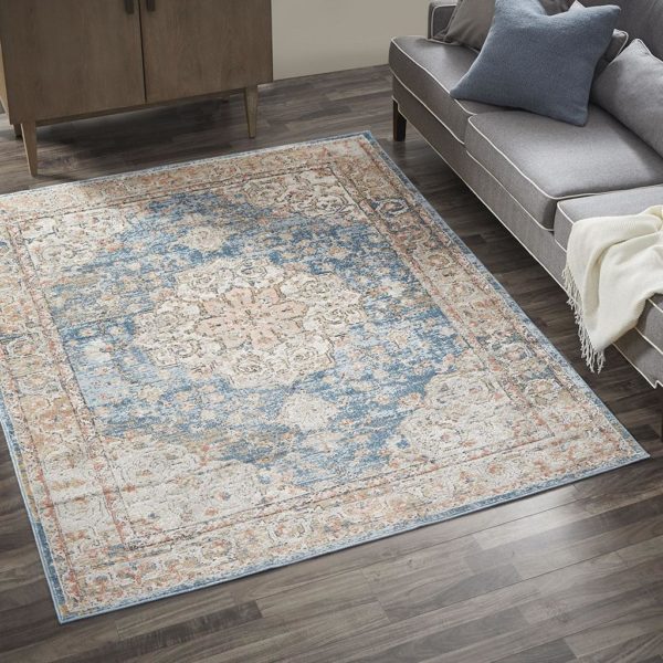 Lexington Pegasus Medallion Border 8x10 Cream/Blue/Terra Area Rug