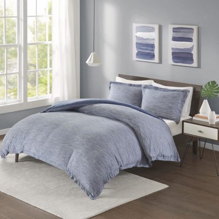 Space Dyed Melange Cotton Jersey Knit Duvet Cover Set