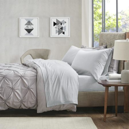 Heathered Cotton Jersey Knit Sheet Set