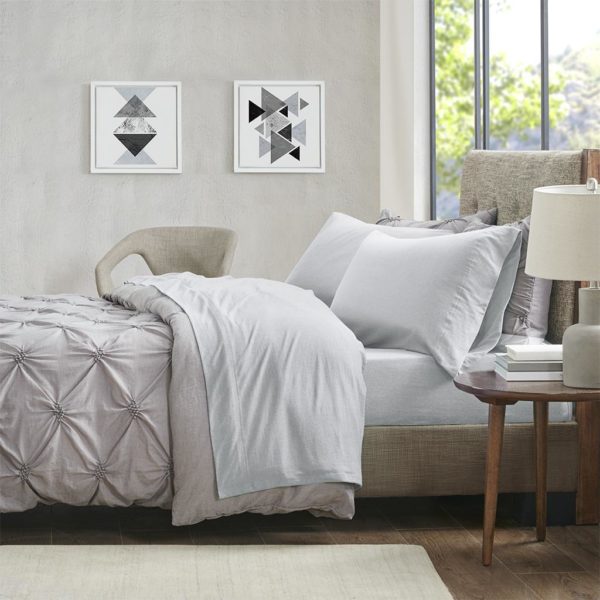 Heathered Cotton Jersey Knit Sheet Set