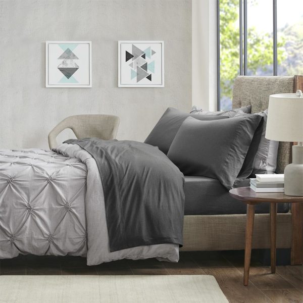 Heathered Cotton Jersey Knit Sheet Set - Image 2