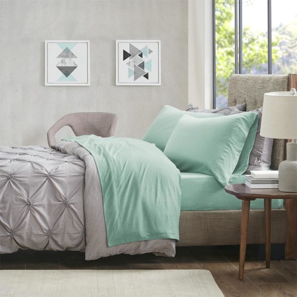 Heathered Cotton Jersey Knit Sheet Set - Image 3