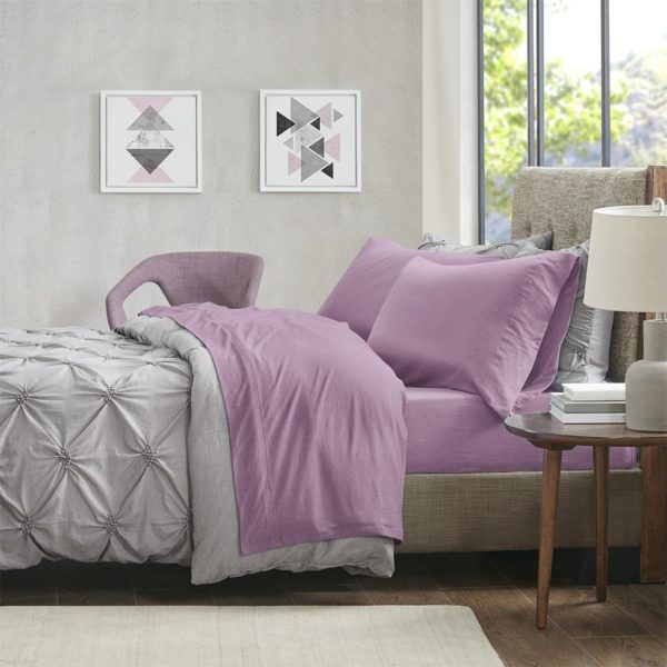 Heathered Cotton Jersey Knit Sheet Set - Image 4