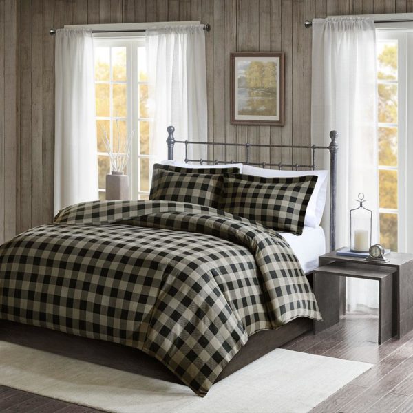Flannel Check Print Cotton Duvet Cover Set - Image 2