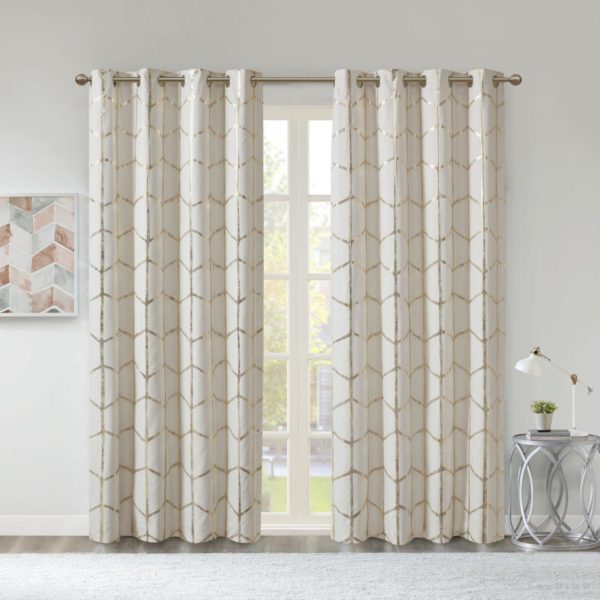 Raina Total Blackout Metallic Print Grommet Top Curtain Panel - Image 4