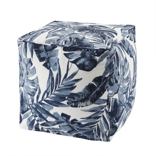 Everett Printed Palm 3M Scotchgard Outdoor Pouf - Image 2