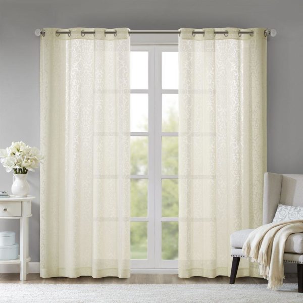 Edwin Damask Burnout Sheer Grommet Window Curtain - Image 2