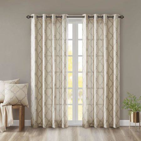 Saratoga Fretwork Print Grommet Top Window Curtain
