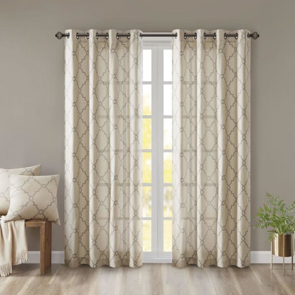 Saratoga Fretwork Print Grommet Top Window Curtain