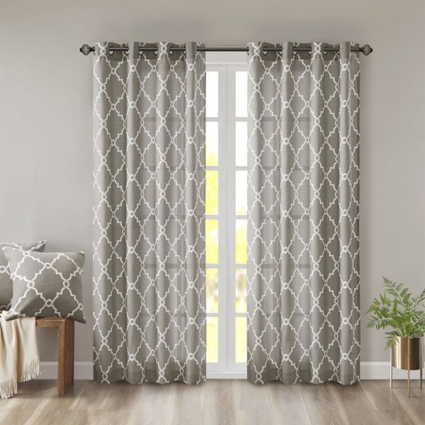 Saratoga Fretwork Print Grommet Top Window Curtain - Image 2
