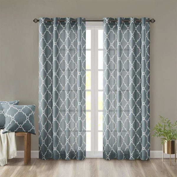 Saratoga Fretwork Print Grommet Top Window Curtain - Image 3