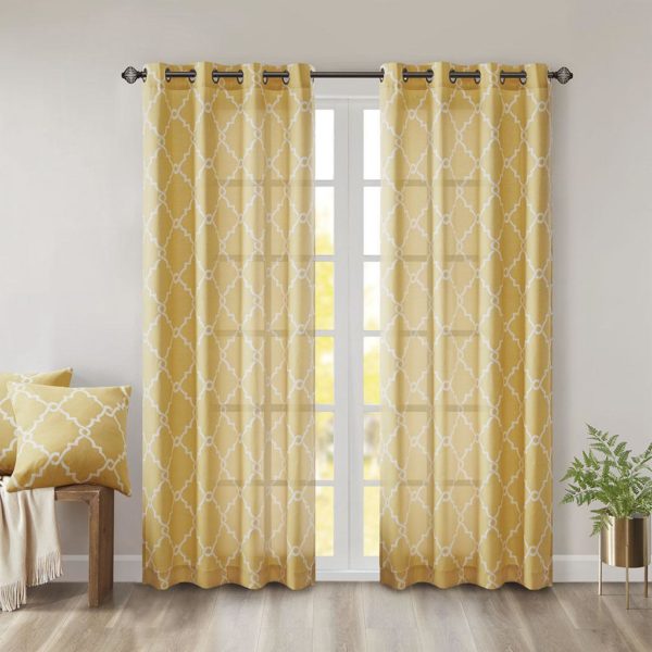 Saratoga Fretwork Print Grommet Top Window Curtain - Image 4