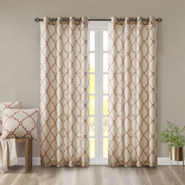 Saratoga Fretwork Print Grommet Top Window Curtain - Image 5