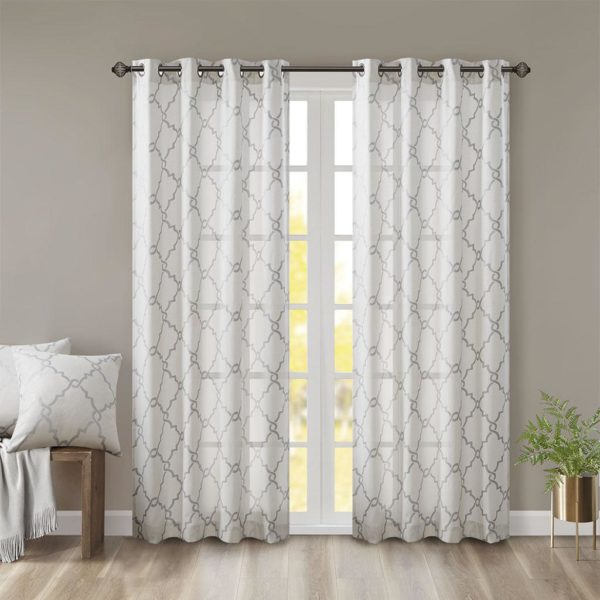 Saratoga Fretwork Print Grommet Top Window Curtain - Image 6