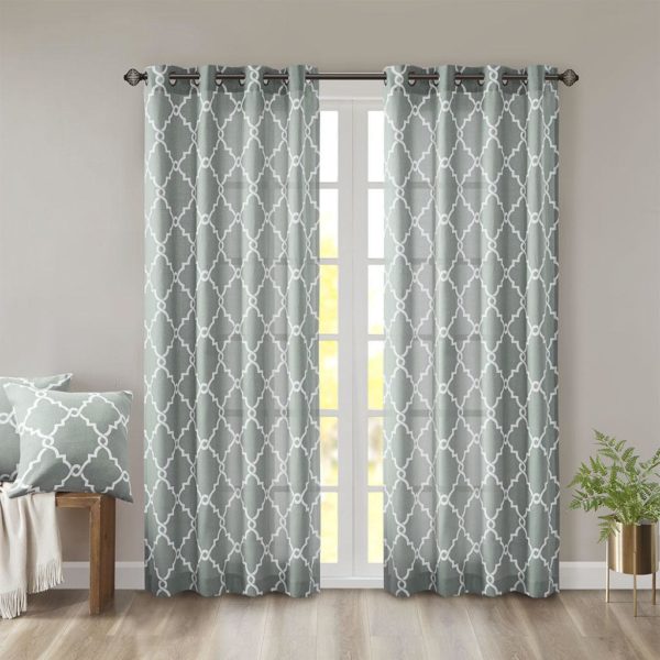 Saratoga Fretwork Print Grommet Top Window Curtain - Image 7