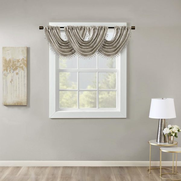 Cassius Marble Jacquard Rod Pocket/Back Tab Valance Embellished Trim - Image 3