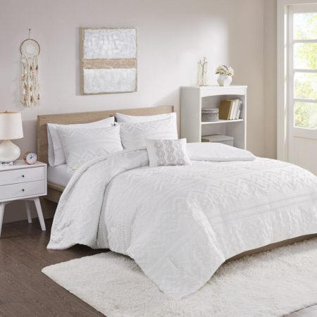 Annie Solid Clipped Jacquard Comforter Set