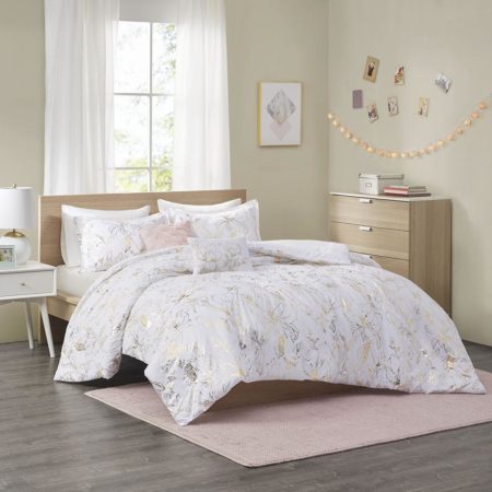 Magnolia Metallic Printed Floral Comforter Set
