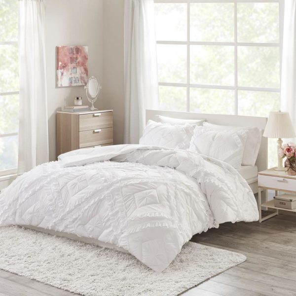 Kacie Solid Coverlet Set With Tufted Diamond Ruffles - Image 2