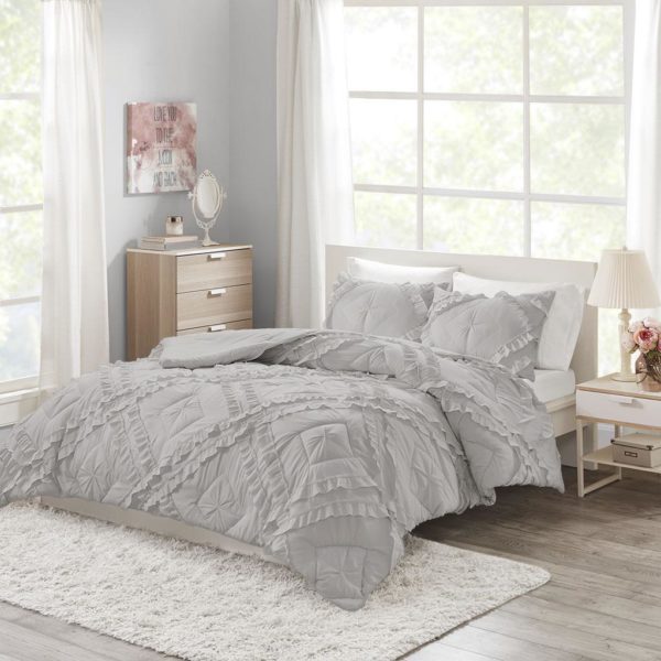 Kacie Solid Coverlet Set With Tufted Diamond Ruffles - Image 3