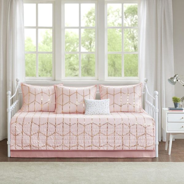 Raina 6 Piece Metallic Printed Reversible Daybed Set - Image 2