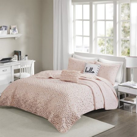 Zoey Metallic Printed Coverlet Set
