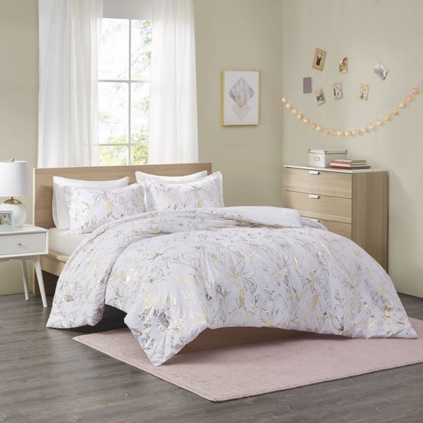 Magnolia Metallic Printed Floral Duvet Cover Set