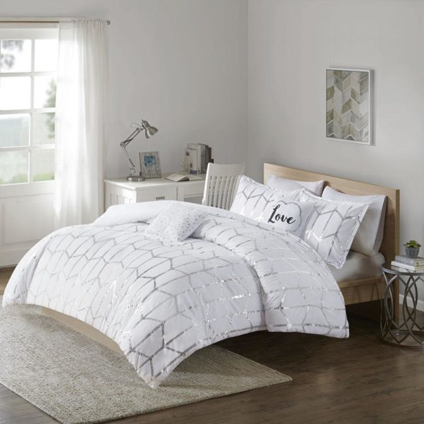 Raina Metallic Printed Duvet Cover Set - Image 5