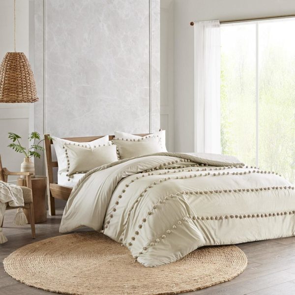 Leona 3 Piece Pom Pom Cotton Comforter Set - Image 2