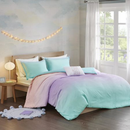 Glimmer Metallic Glitter Printed Reversible Duvet Cover Set