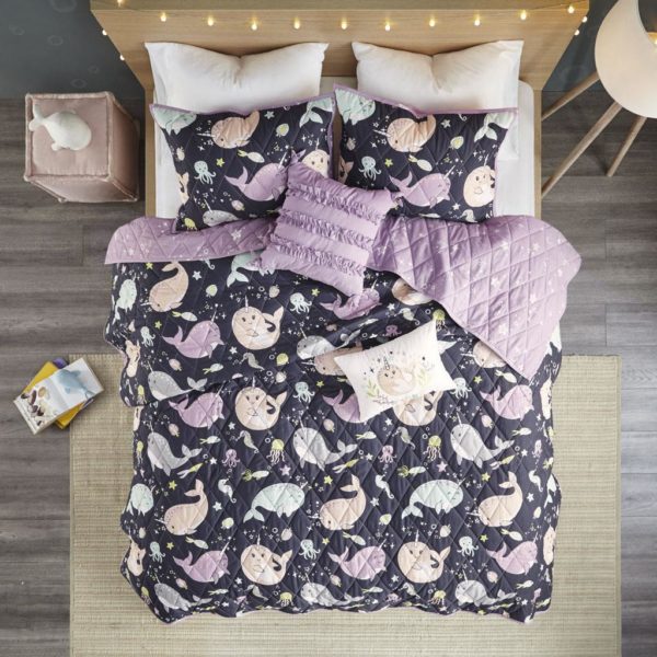 Magical Narwhals Cotton Reversible Coverlet Set