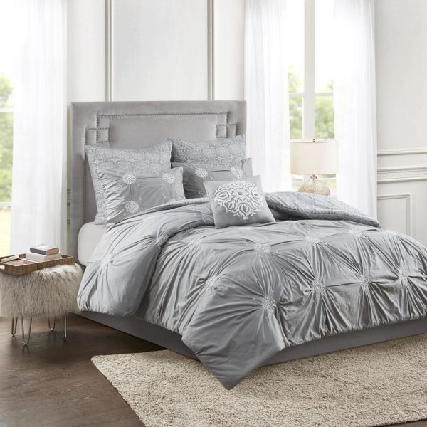 Malia 6 Piece Embroidered Cotton Reversible Comforter Set - Image 2