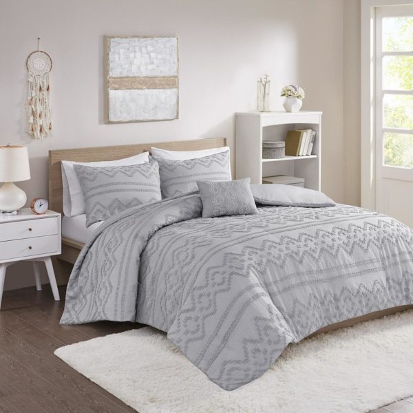 Annie Solid Clipped Jacquard Duvet Cover Set - Image 2