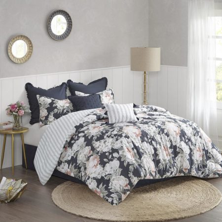Mavis 8 Piece Cotton Printed Reversible Comforter Set
