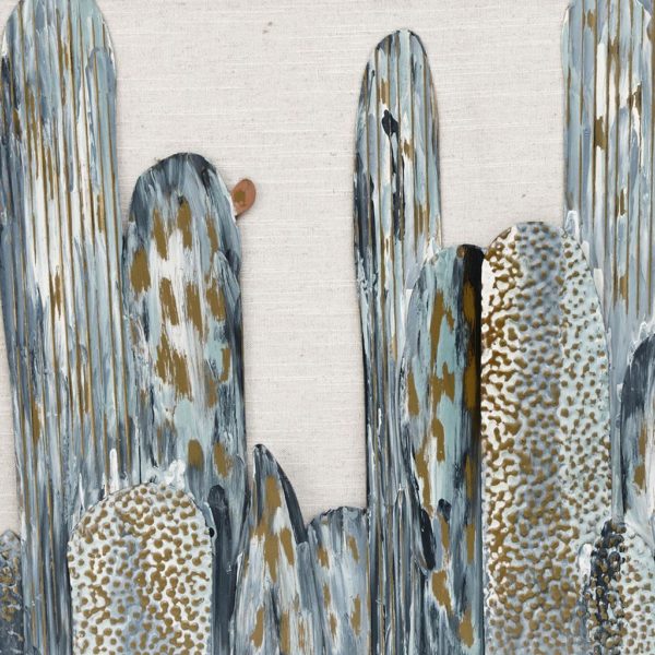 Cactus Metal Wall Art Decor With Wooden Frame - Image 4