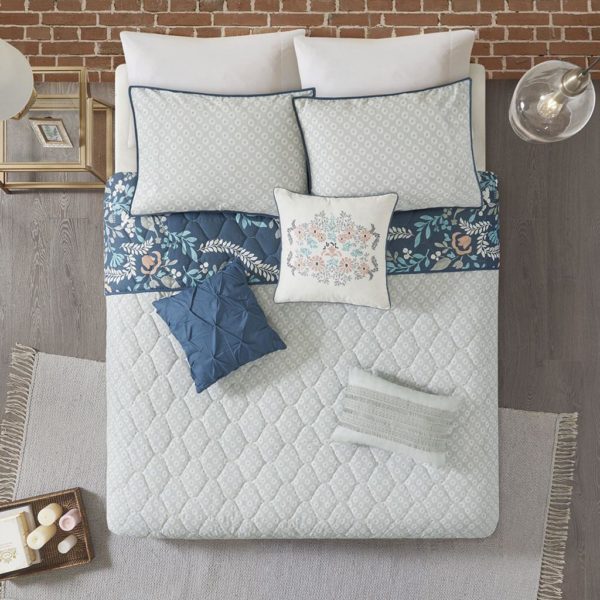 Eden 6 Piece Cotton Printed Reversible Coverlet Set - Image 6