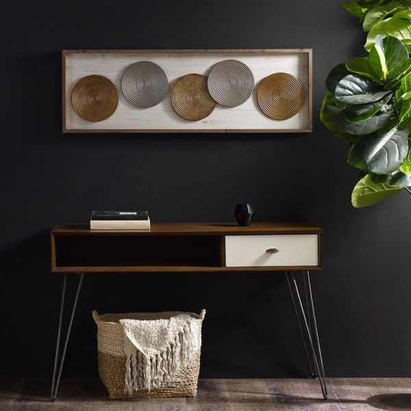 Aster Metal Wall Art Decor with Wooden Frame